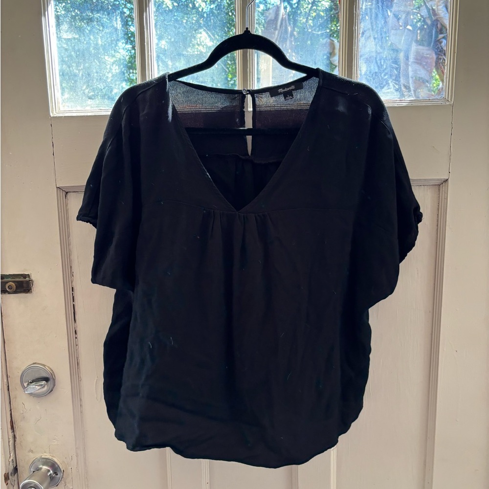 Madewell Black V-Neck Blouse